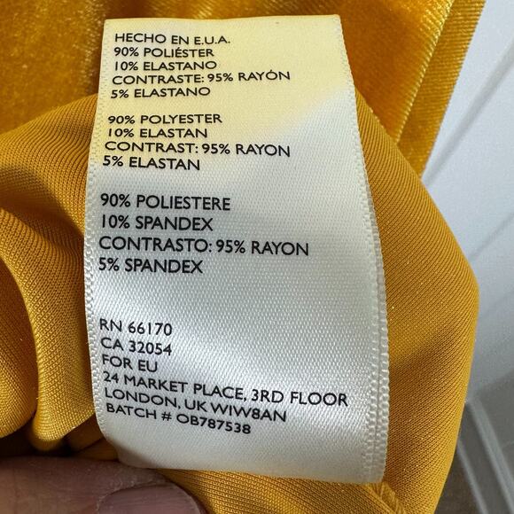 Urban Outfitters Velvet Mini Dress Small Yellow Flutter Sleeve Empire Waist - Picture 7 of 8